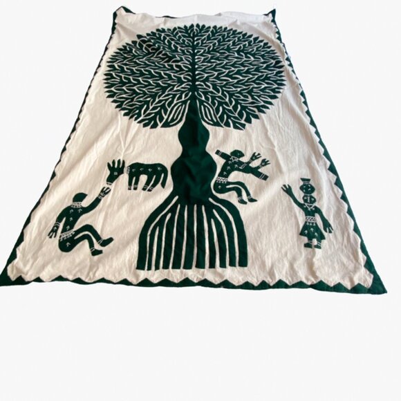 Handmade Poplin Tree Of Life Wall Curtain Hanging Applique Tapestry Yoga Decor - Picture 1 of 10